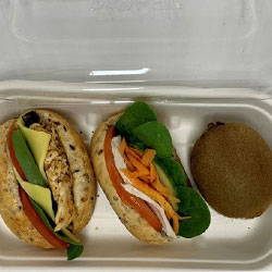 Individual packaged mini rolls and fruit thumbnail