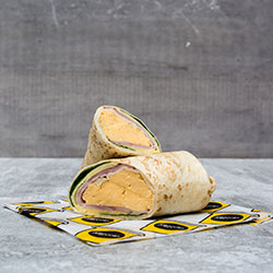 Scrambled eggs, cheese, ham and basil wrap thumbnail